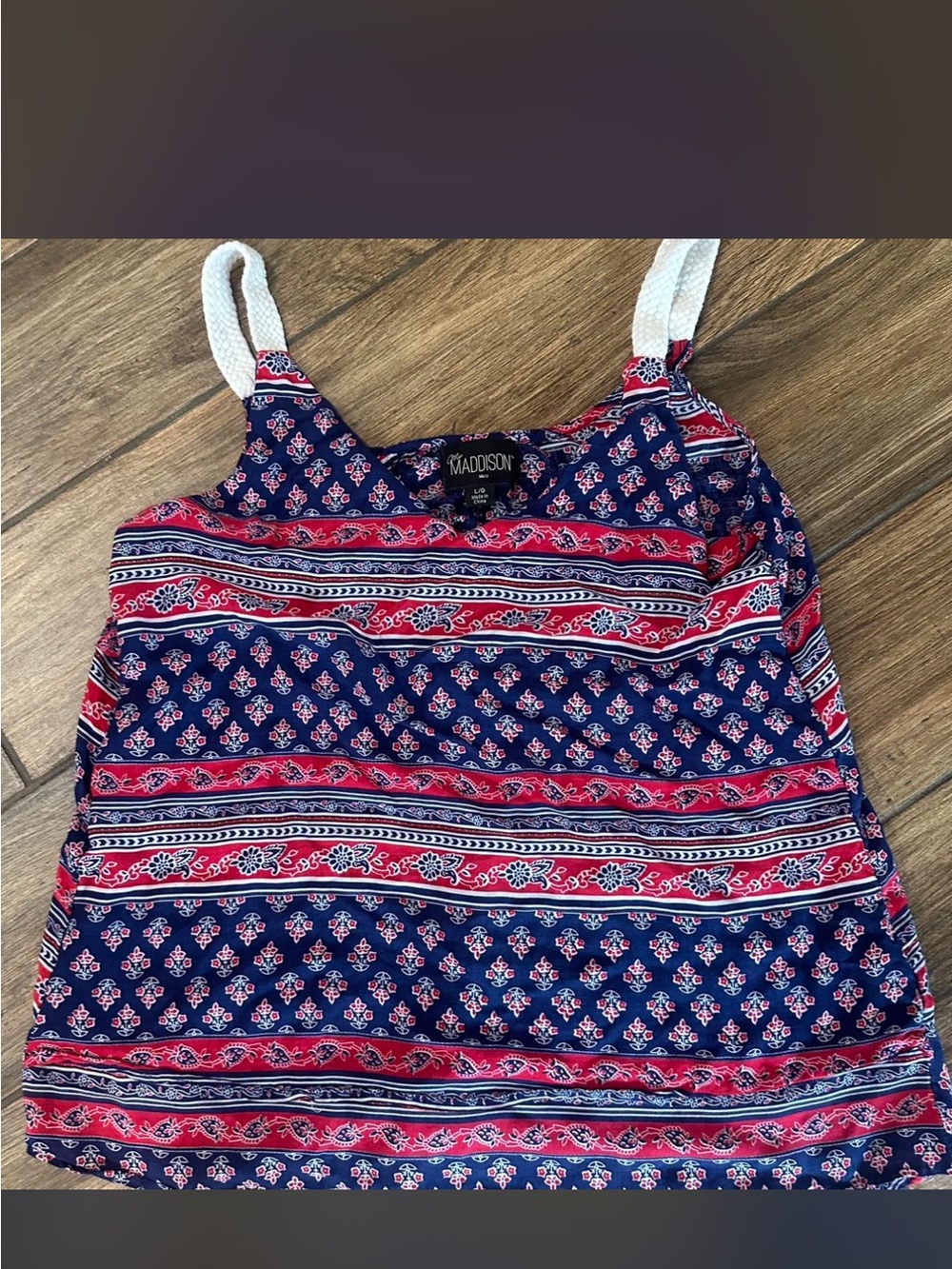 Mia Maddison Navy and Pink Striped Boho Cami
